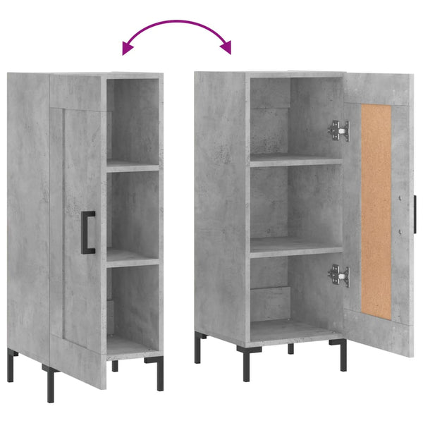 Betongraues Sideboard Cristilena 34,5x34x90cm (Holz)