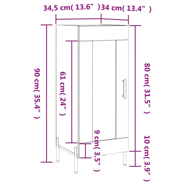 Betongraue Kommode Chiriana 34,5x34x90cm (Holz)