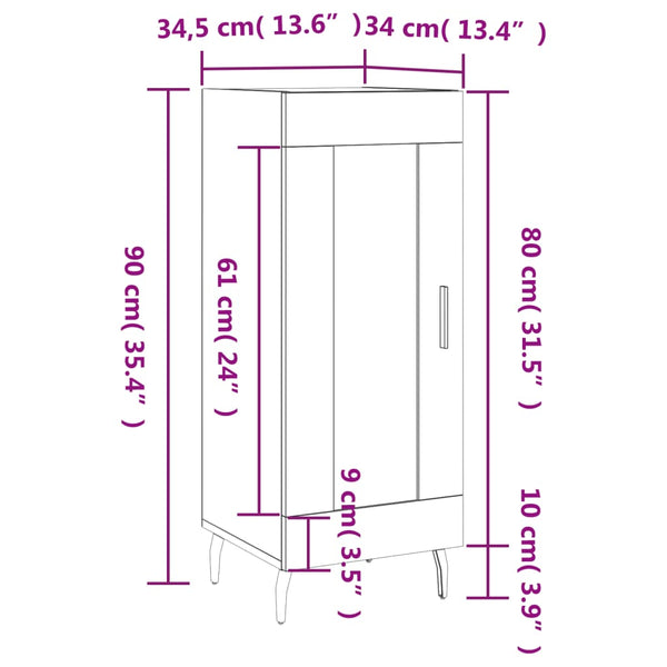Graues Sideboard Abbas 34,5x34x90cm (Holz)