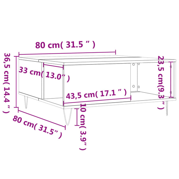 Grauer Couchtisch Lazar 80x80x36,5cm (Holz)