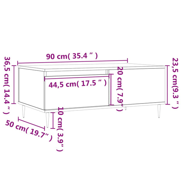 Couchtisch Alida Schwarz 90x50x36,5cm (Holz)