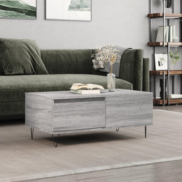 Grauer Couchtisch Vincenzio 90x50x36,5cm (Holz)