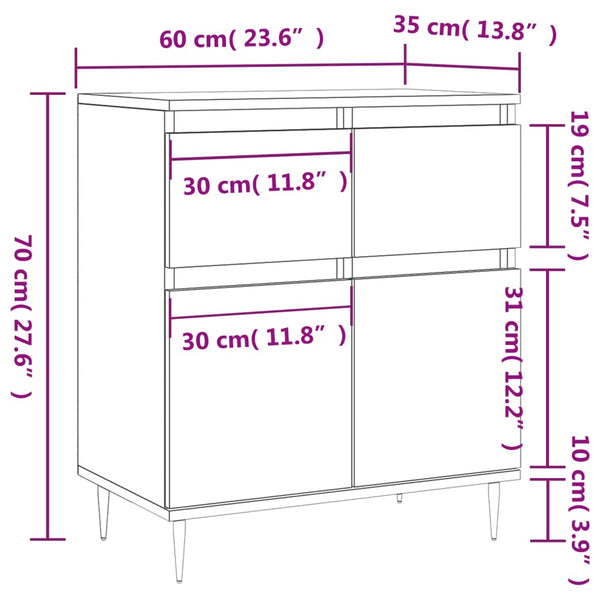Weißes Sideboard Mesera 60x35x70cm (Holz)