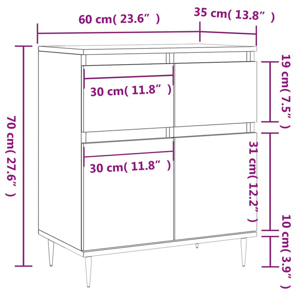 Graues Sideboard Mesera 60x35x70cm (Holz)
