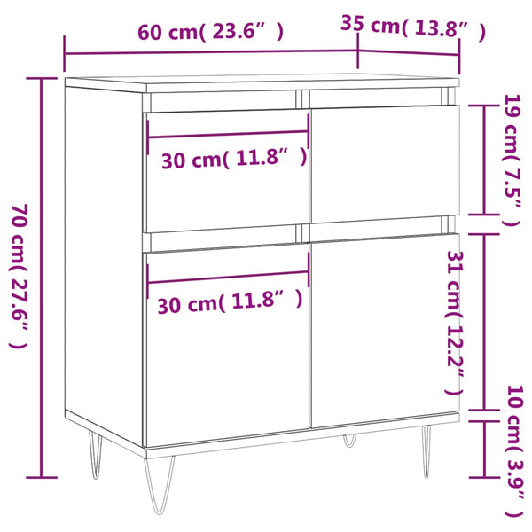 Betongraues Sideboard Eceterina 60x35x70cm (Holz)