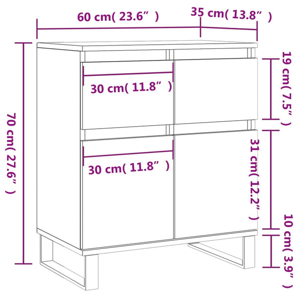 Sideboard Persita 60x35x70cm Betongrau (Holz)