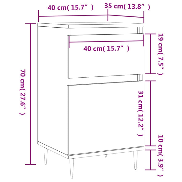 Graues Sideboard Mabelle 40x35x70cm (2 Stück Holz)