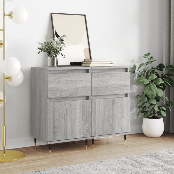 Graues Sideboard Mabelle 40x35x70cm (2 Stück Holz)