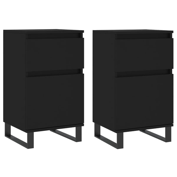 Schwarze Kommoden Siladie 40x35x70cm (2 Stück Holz)