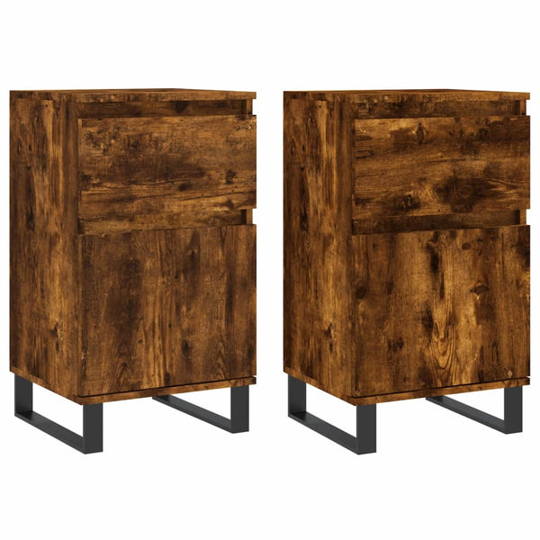 Räuchereiche Sideboard Siladie 40x35x70cm (2 Stück, Holz)