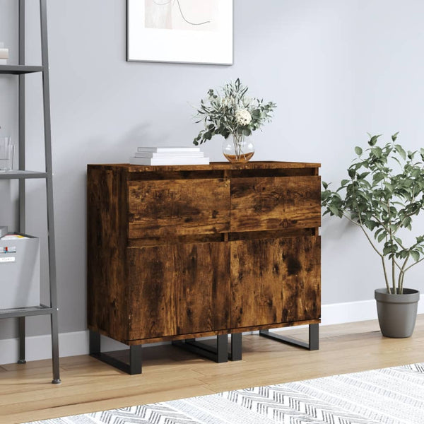 Räuchereiche Sideboard Siladie 40x35x70cm (2 Stück, Holz)