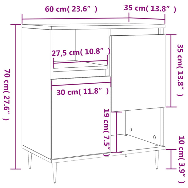 Graues Sideboard Leontina 60x35x70cm (Holz)