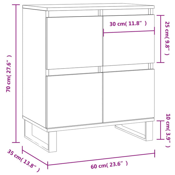 Sideboard Rauch-Eiche Raiif 60x35x70cm (Holz)
