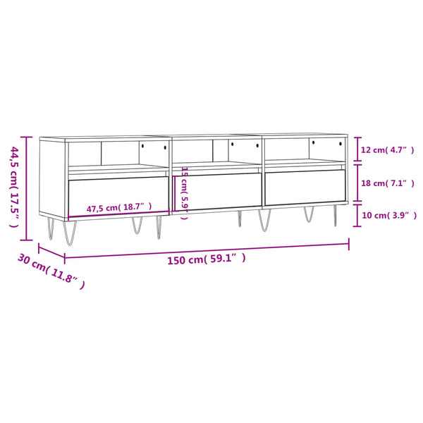 Harmaa tv-taso Nonii 150x30x44,5cm (puinen)