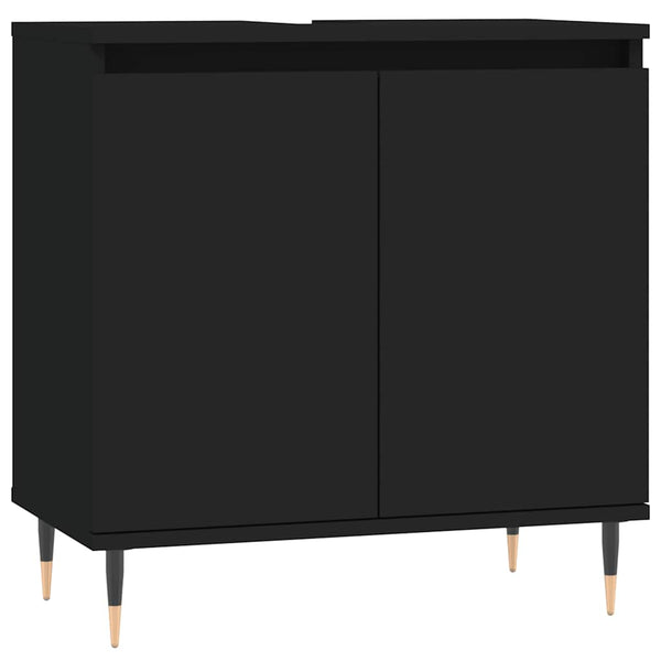 Badezimmerschrank Maftita 58x33x60cm, Schwarz (Holz)