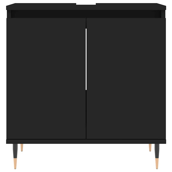 Badezimmerschrank Maftita 58x33x60cm, Schwarz (Holz)