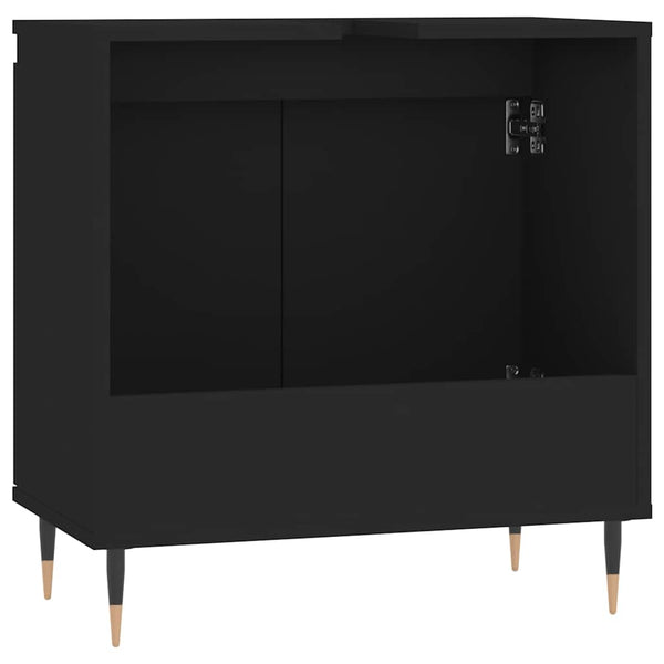 Badezimmerschrank Maftita 58x33x60cm, Schwarz (Holz)