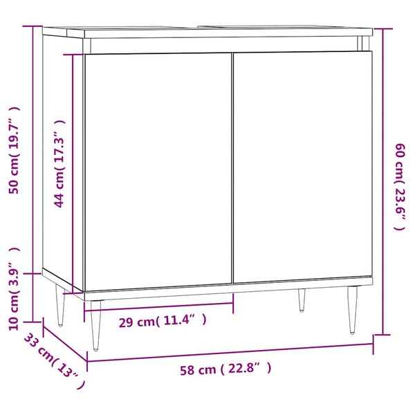 Badezimmerschrank Maftita 58x33x60cm, Schwarz (Holz)