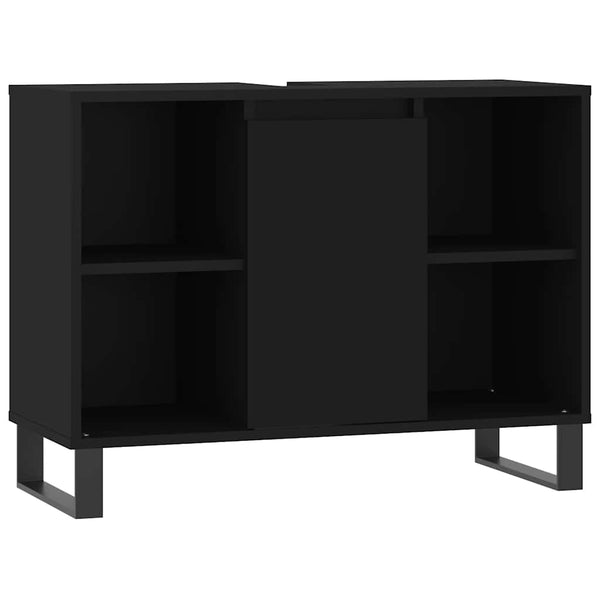 Schwarzer Badezimmerschrank Vlahita 80x33x60cm (Holz)