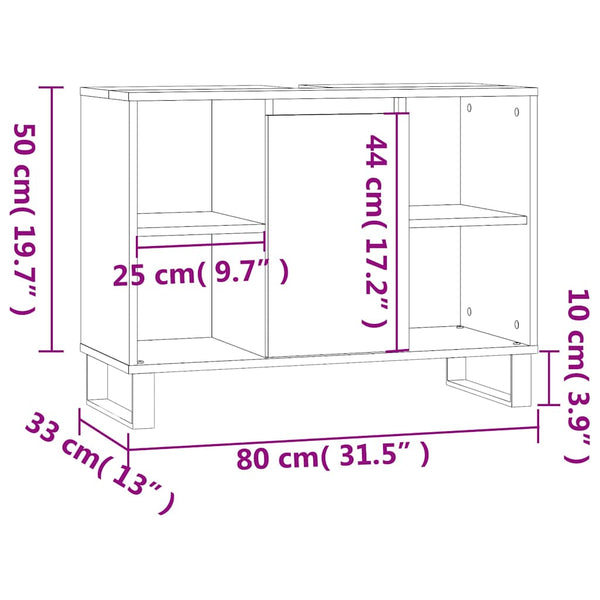 Schwarzer Badezimmerschrank Vlahita 80x33x60cm (Holz)