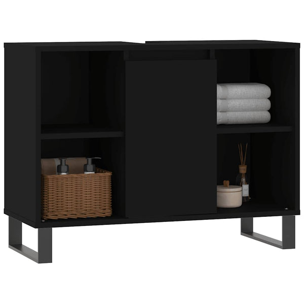 Schwarzer Badezimmerschrank Vlahita 80x33x60cm (Holz)