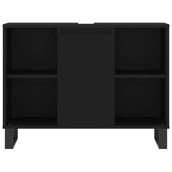 Schwarzer Badezimmerschrank Vlahita 80x33x60cm (Holz)