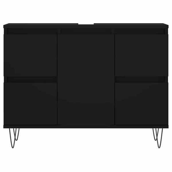 Badezimmerschrank Merlo, schwarz, 80x33x60cm (Holz)