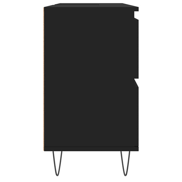 Badezimmerschrank Merlo, schwarz, 80x33x60cm (Holz)