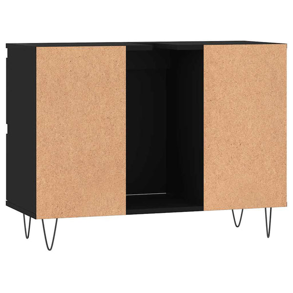 Badezimmerschrank Merlo, schwarz, 80x33x60cm (Holz)