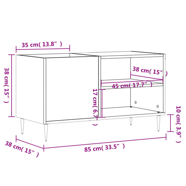 Grauer LP-Schrank Dej 85x38x48cm (Holz)