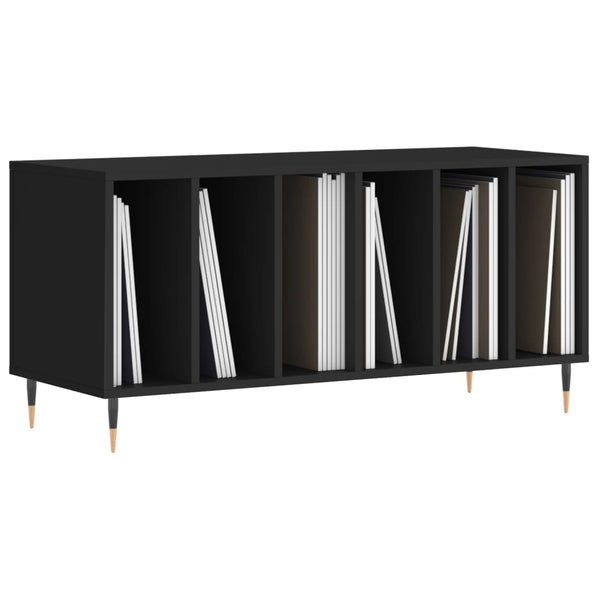 Schwarzer Schallplatten-Aufbewahrungsschrank Ionelica 100x38x48cm (Holz)