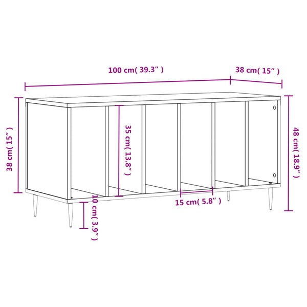 Schwarzer Schallplatten-Aufbewahrungsschrank Ionelica 100x38x48cm (Holz)