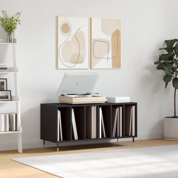 Schwarzer Schallplatten-Aufbewahrungsschrank Ionelica 100x38x48cm (Holz)