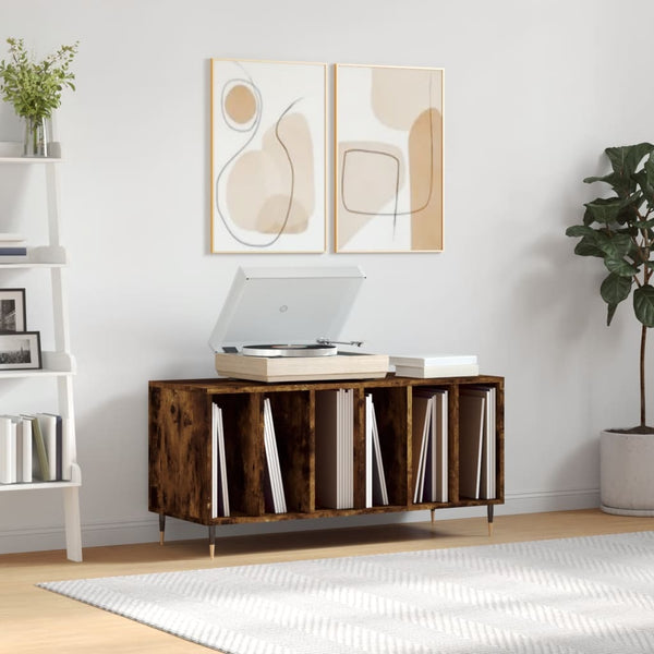 Räuchereiche Schallplatten-Aufbewahrungsschrank Ionelica 100x38x48cm (Holz)