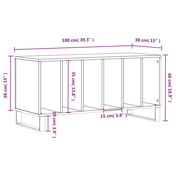 Sonoma Eiche LP-Aufbewahrungsschrank Bentin 100x38x48cm
