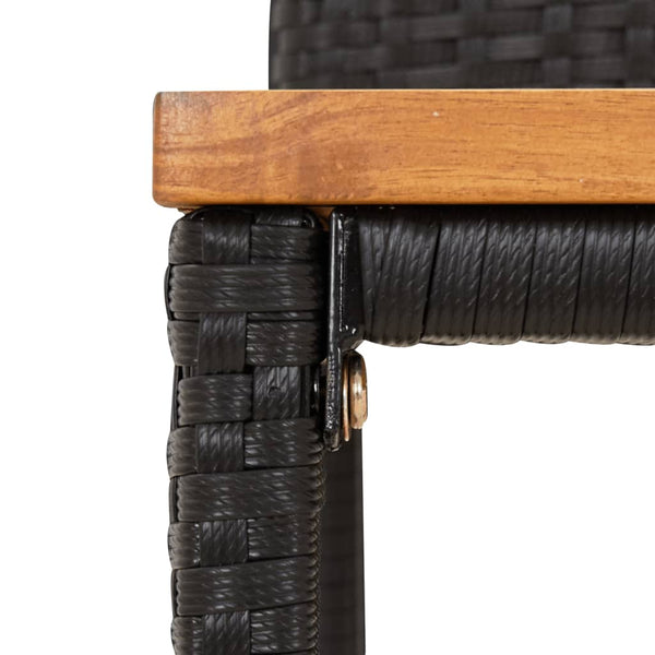 Schwarzes Gartenbarset Lacea (5-teilig, Polyrattan/Akazienholz)