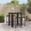 Schwarzes Gartenbarset Lacea (5-teilig, Polyrattan/Akazienholz)