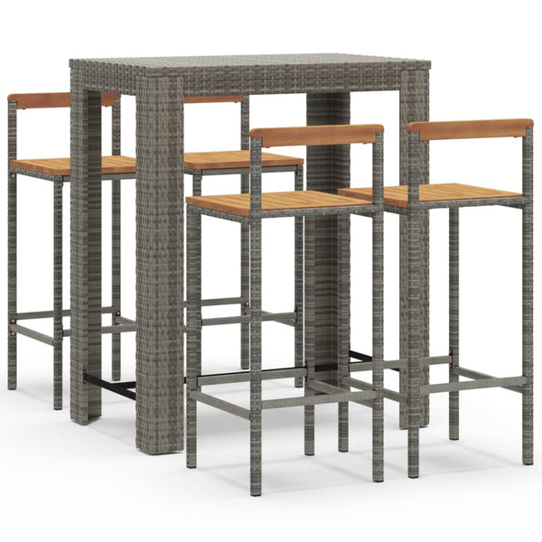 Graues Outdoor-Barsset Lester 5-teilig (Polyrattan/Akazienholz)