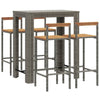 Graues Outdoor-Barsset Lester 5-teilig (Polyrattan/Akazienholz)