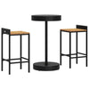 Schwarzes Outdoor-Bar-Set Stetenco, 3-teilig (Polyrattan/Akazienholz)