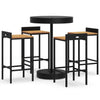 Stetenco Gartenbar-Set, 5-teilig, schwarz (Polyrattan/Akazienholz)