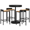 Stetenco Gartenbar-Set, 5-teilig, schwarz (Polyrattan/Akazienholz)