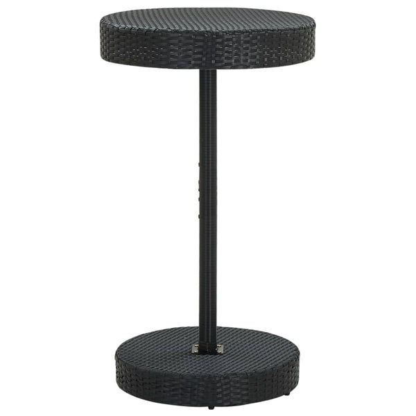 Schwarzes Outdoor-Barset Musat (3-teilig, Polyrattan/Akazienholz)