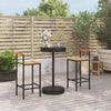 Schwarzes Outdoor-Barset Musat (3-teilig, Polyrattan/Akazienholz)