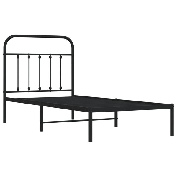 Schwarzer Metallbettrahmen mit Kopfteil Honorina 80x200cm