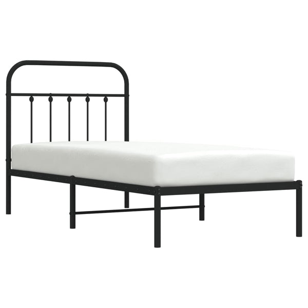 Schwarzer Metallbettrahmen mit Kopfteil Honorina 80x200cm