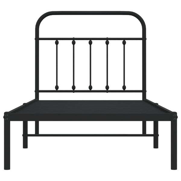 Schwarzer Metallbettrahmen mit Kopfteil Honorina 80x200cm