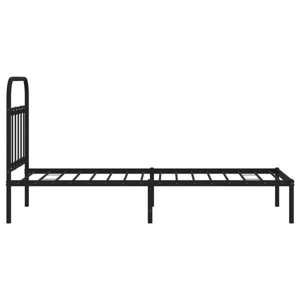 Schwarzer Metallbettrahmen mit Kopfteil Honorina 80x200cm