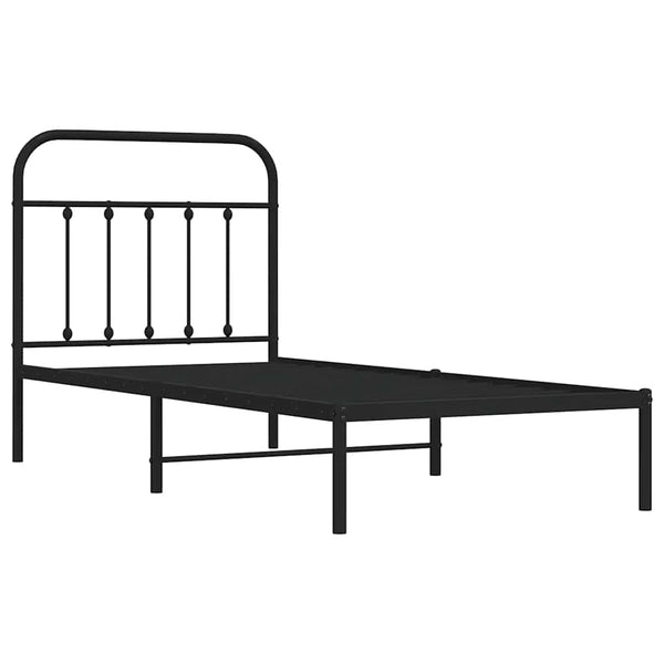 Schwarzes Metallbettgestell mit Kopfteil Honorina 90x200cm