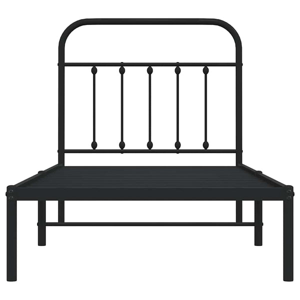 Schwarzes Metallbettgestell mit Kopfteil Honorina 90x200cm